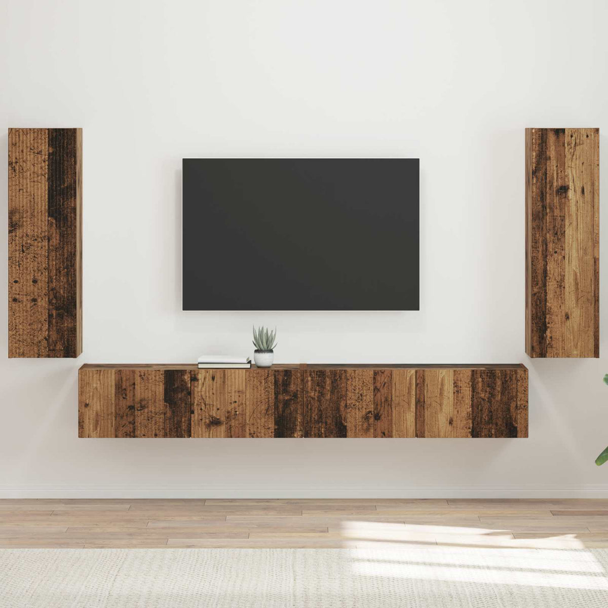 TV falit kabinet szett 4 db Öreg fa Szerelt Fa