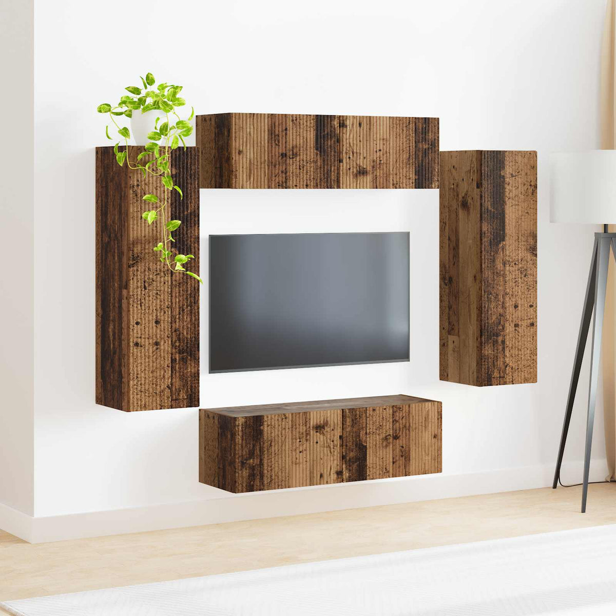TV falit kabinet szett 4 db Öreg fa Szerelt Fa 4