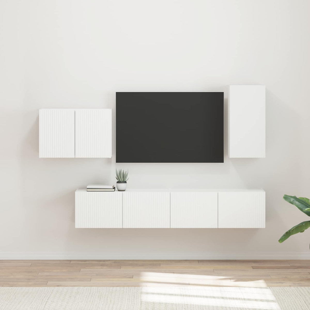 TV falit kabinet szett 4 db Fehér Szerelt Fa
