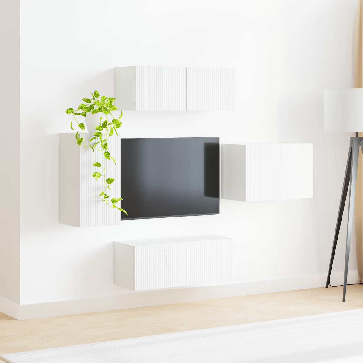 TV falit kabinet szett 4 db Fehér Szerelt Fa 4