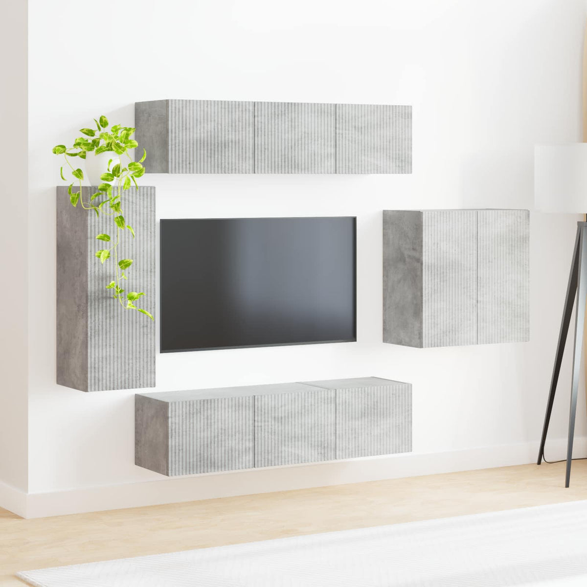 TV falit kabinet szett 6 db Beton Szürke 4