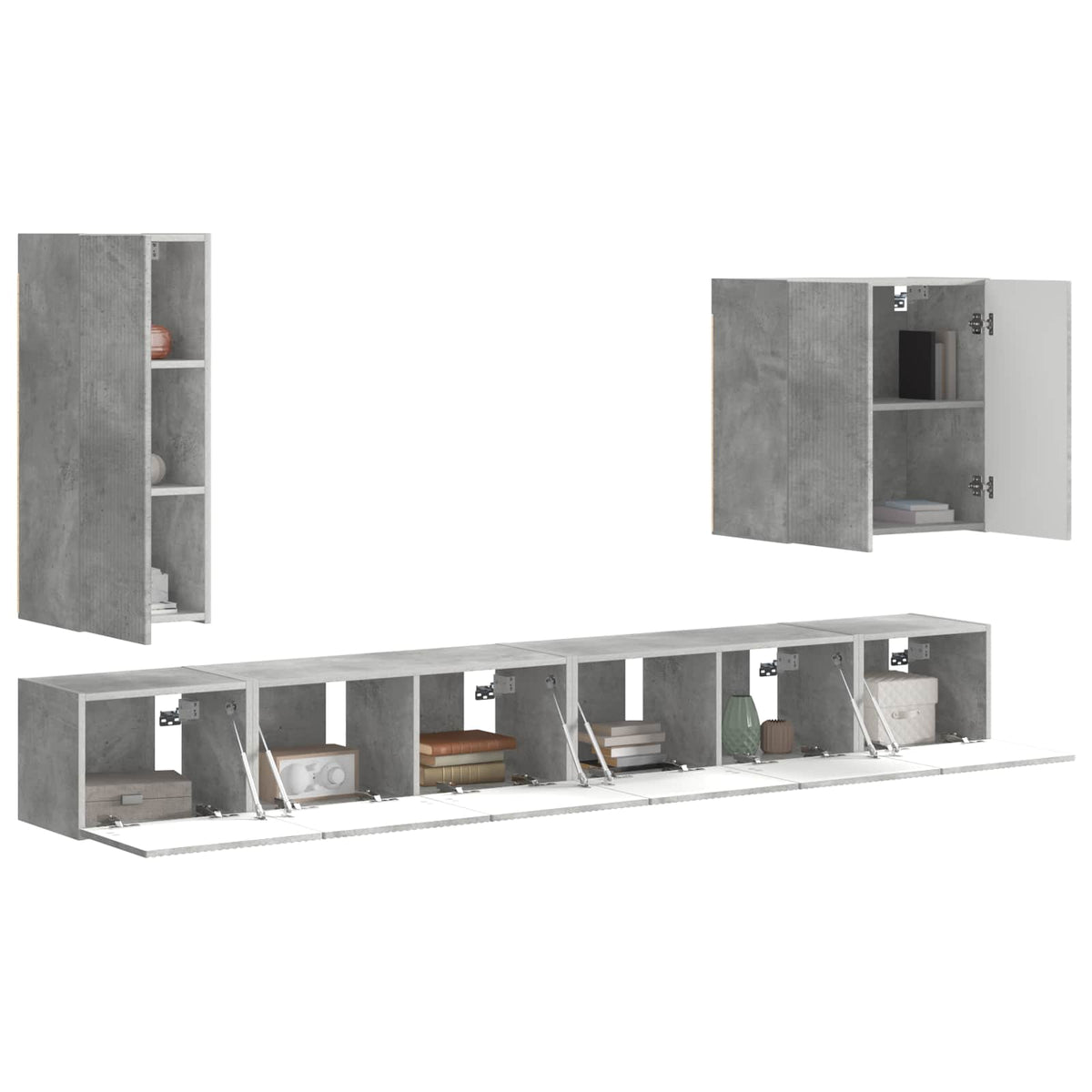 TV falit kabinet szett 6 db Beton Szürke 3