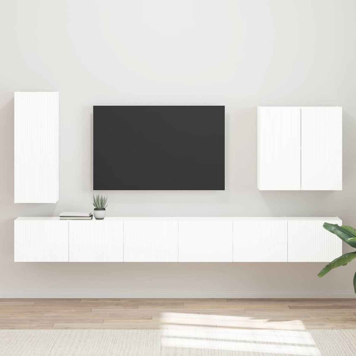 TV falit kabinet szett 6 db Magas Fényű Fehér