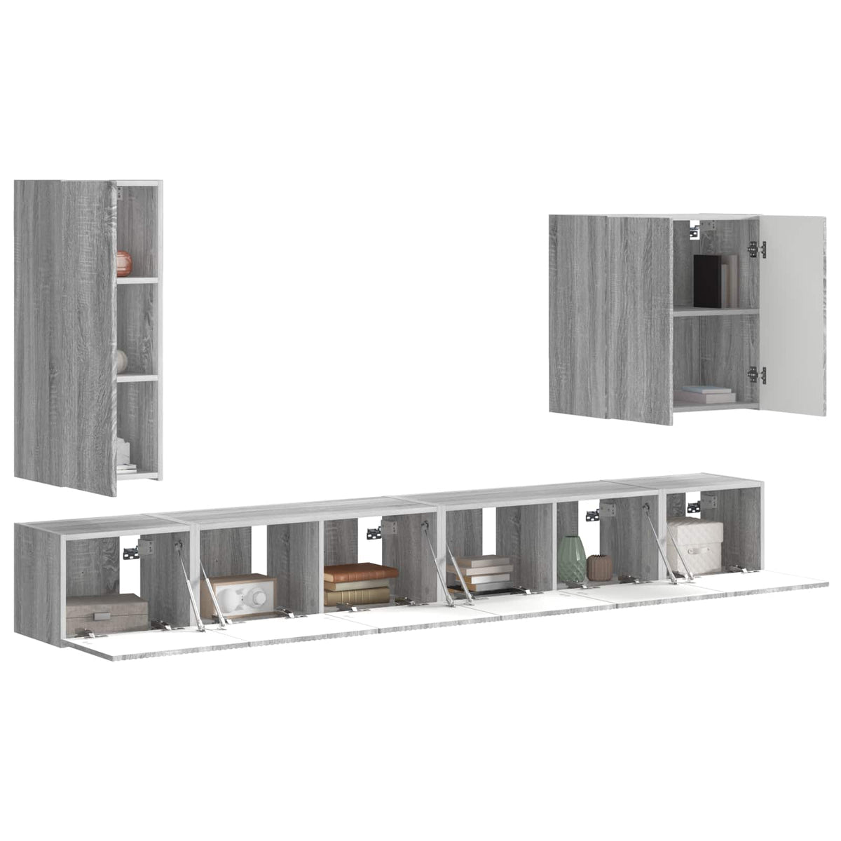 TV falit kabinet szett 6 db Szürke Sonoma 3