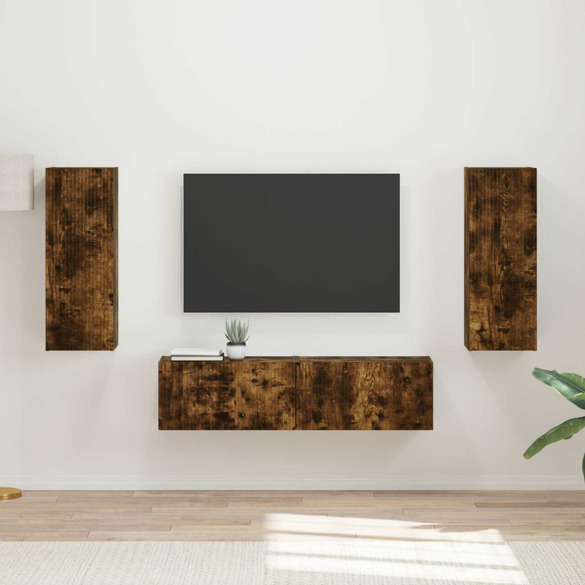 TV szekrény garnitúra 2 db Füstölt tölgy Szerelt Fa