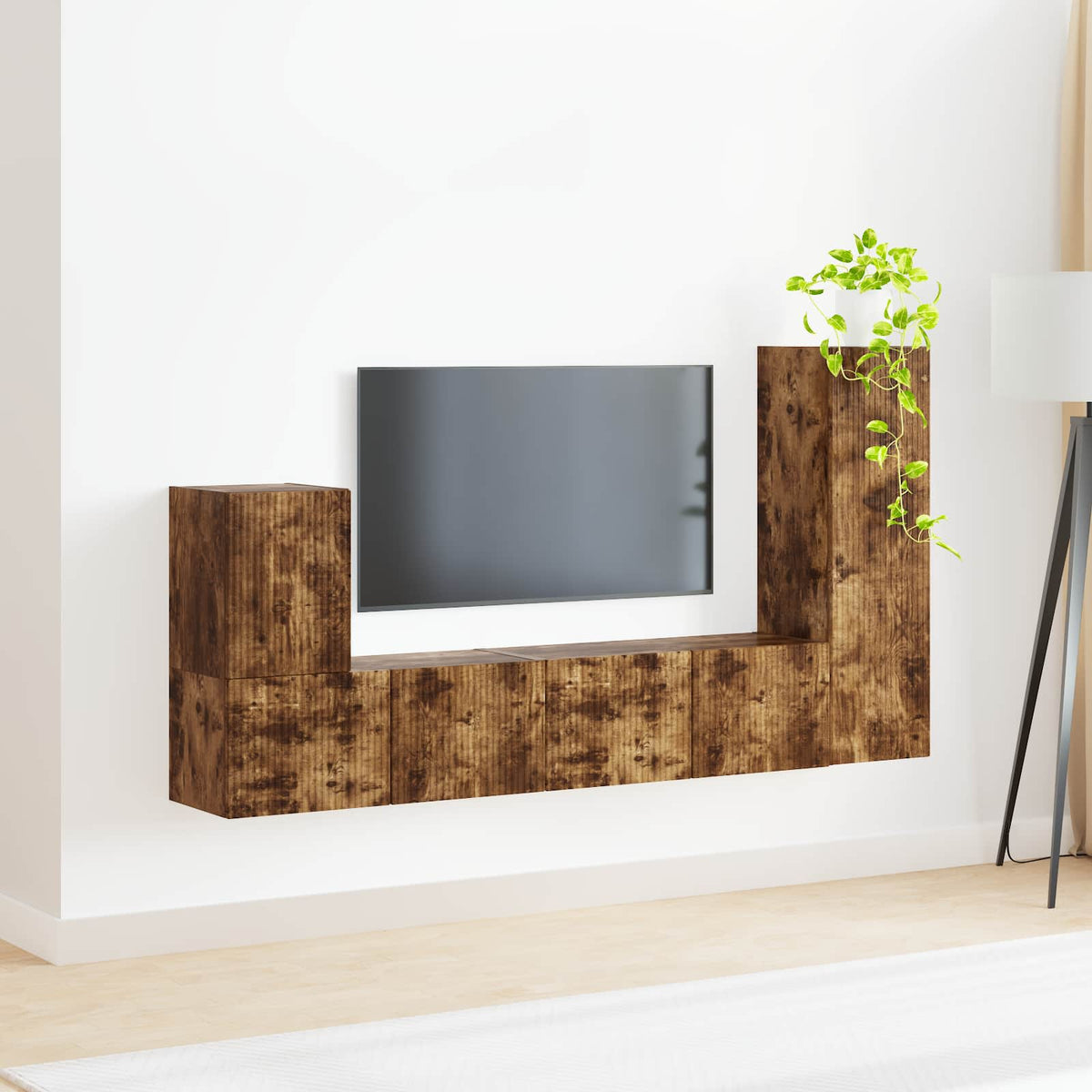 TV szekrény garnitúra 3 db Füstölt tölgy Szerelt Fa 4