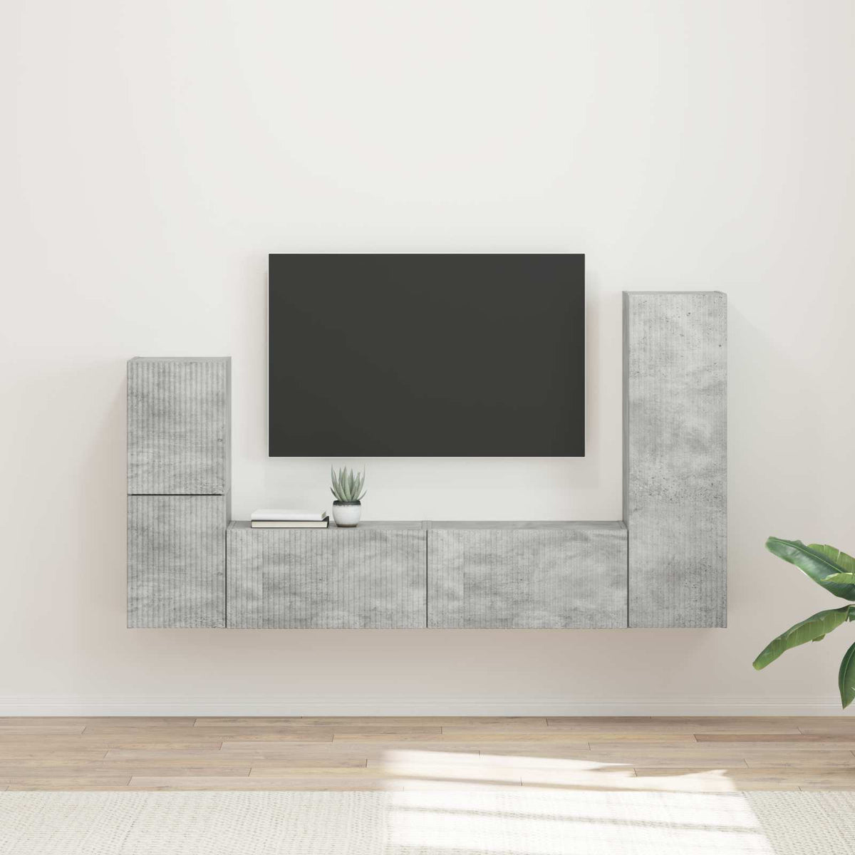 TV szekrény garnitúra 4 db Beton Szürke Szerelt Fa