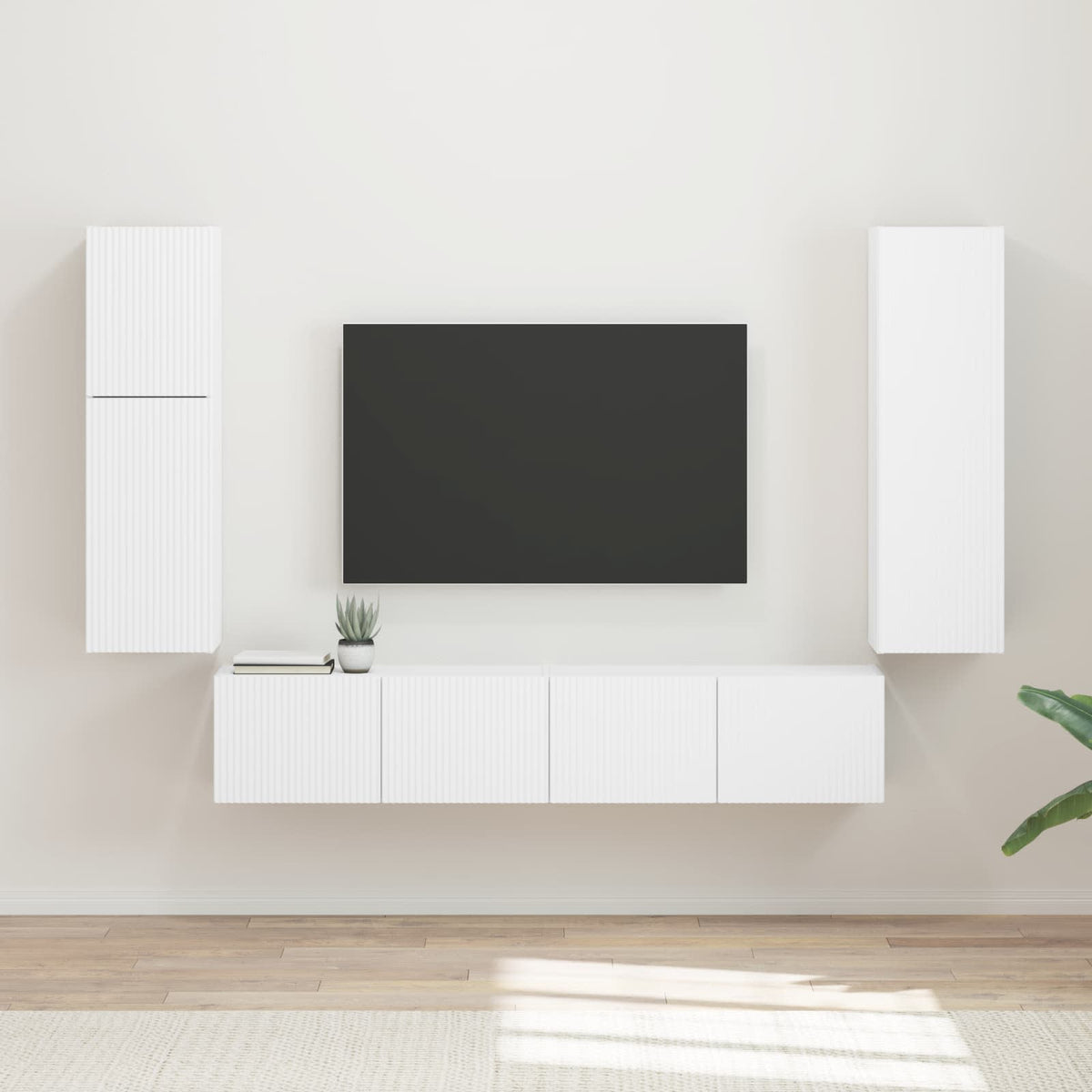 TV szekrény garnitúra 4 db Fehér Szerelt Fa
