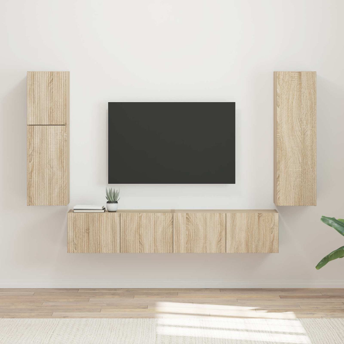 TV szekrény garnitúra 4 db Sonoma tölgy Szerelt Fa