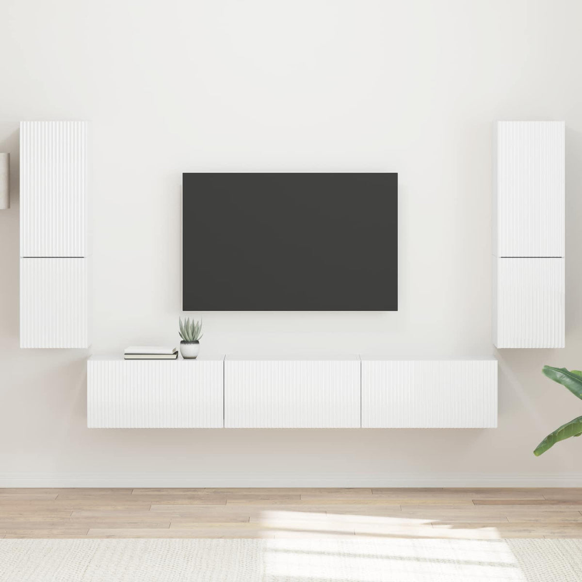TV szekrény garnitúra 4 db Magas Fényű Fehér Szerelt Fa