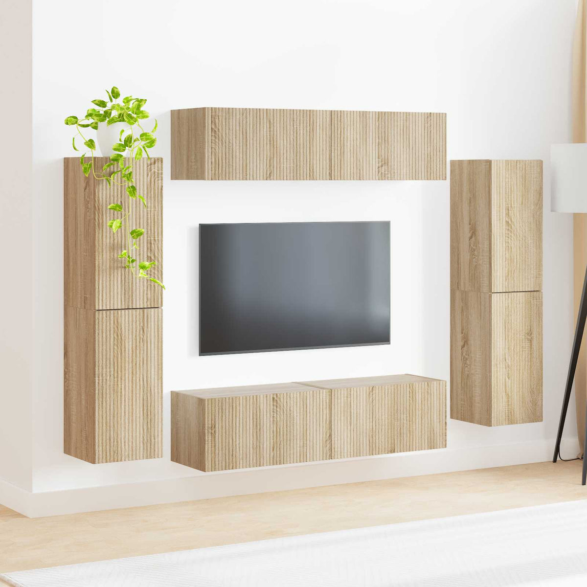 TV szekrény garnitúra 8 db Sonoma tölgy Szerelt Fa 4