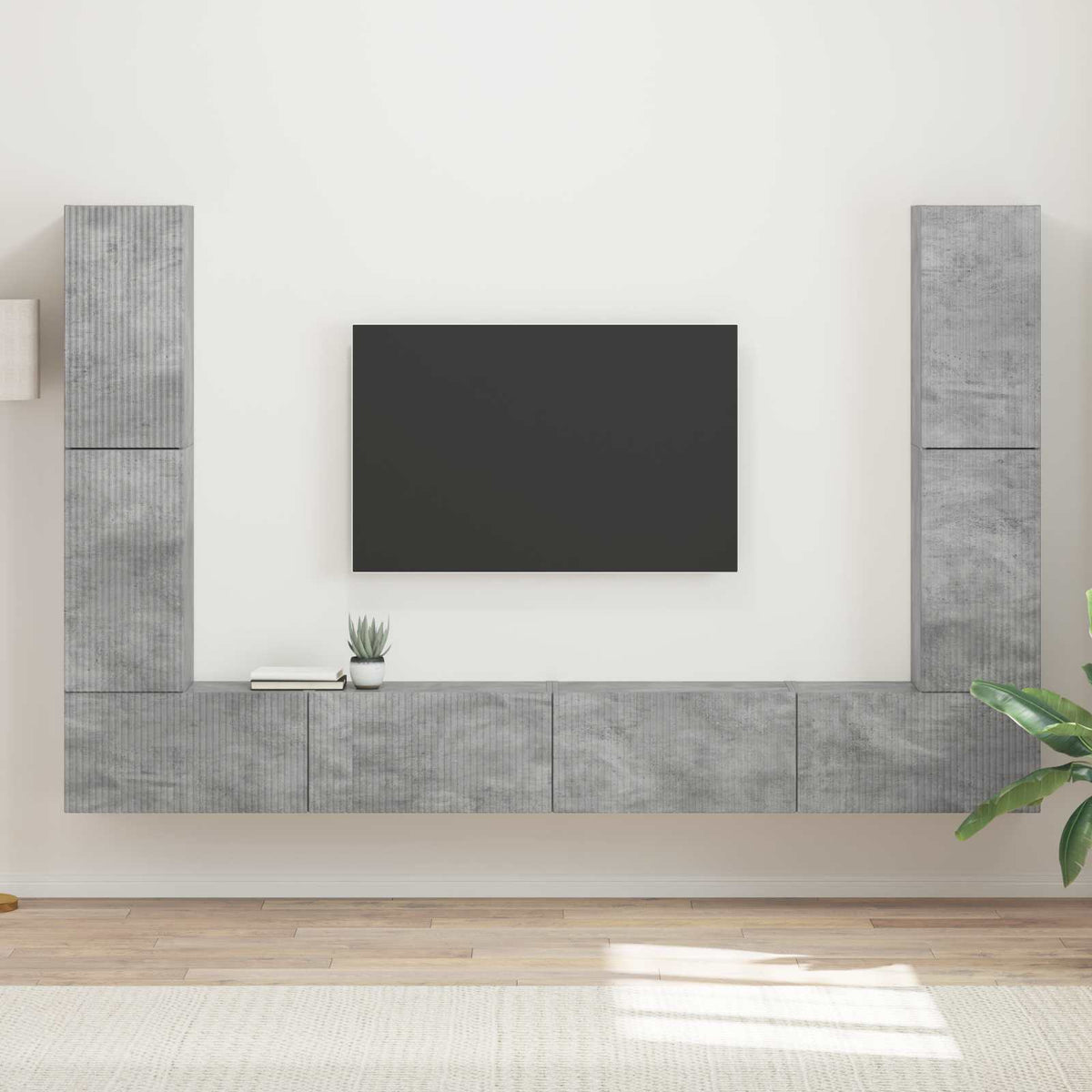 TV szekrény garnitúra 8 db Beton Szürke Szerelt Fa