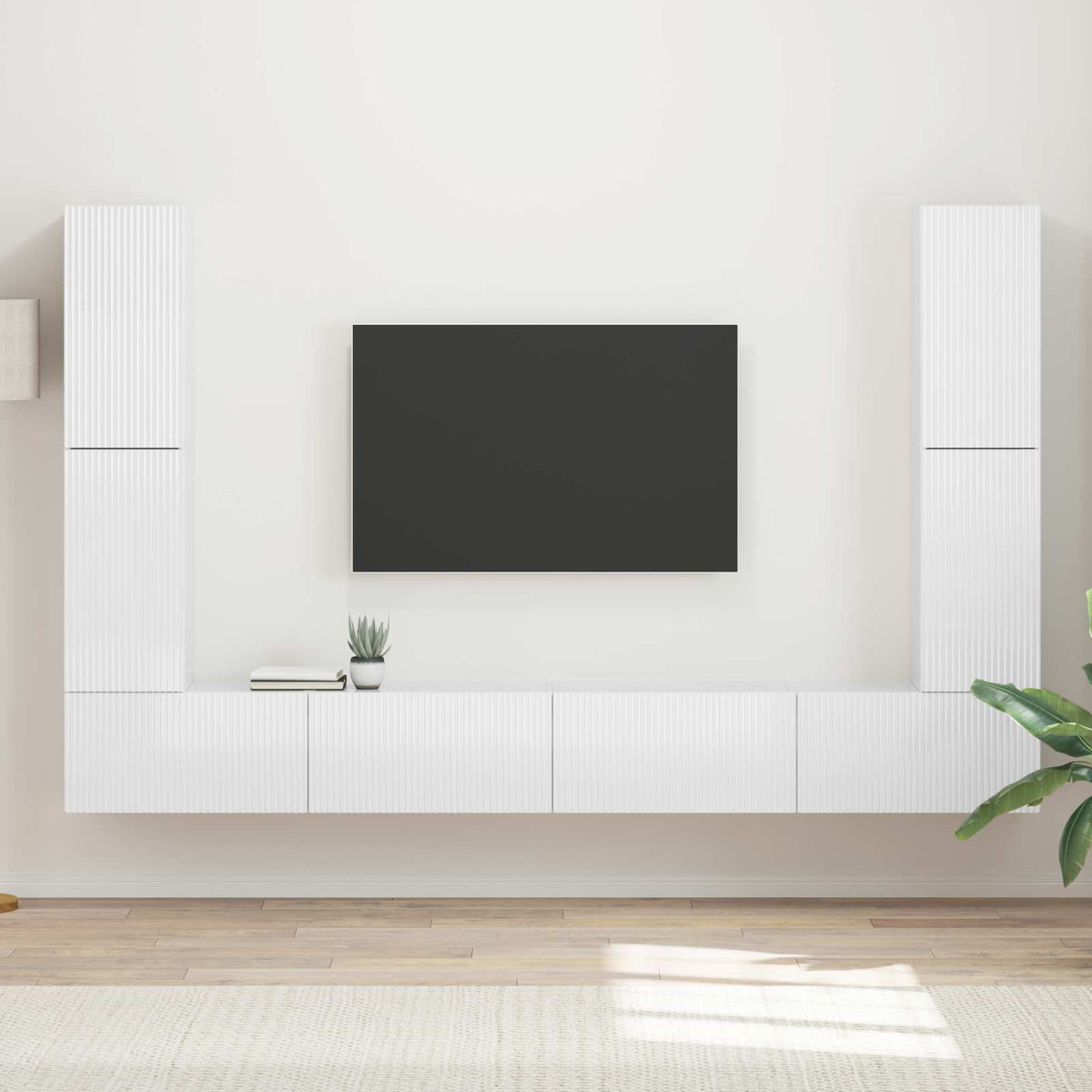 TV szekrény garnitúra 8 db Magas Fényű Fehér Szerelt Fa