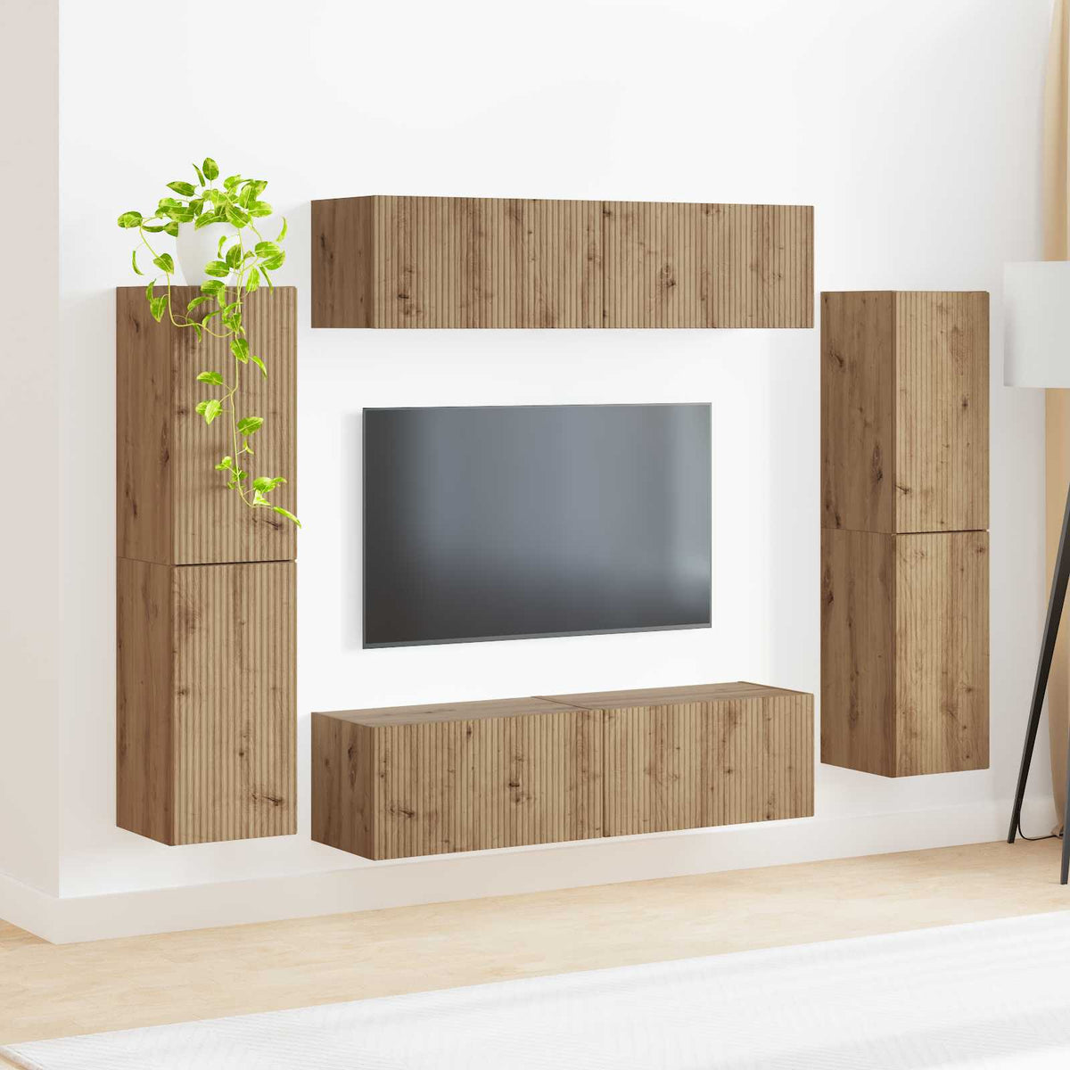TV szekrény garnitúra 8 db Artisan tölgy Szerelt Fa 4
