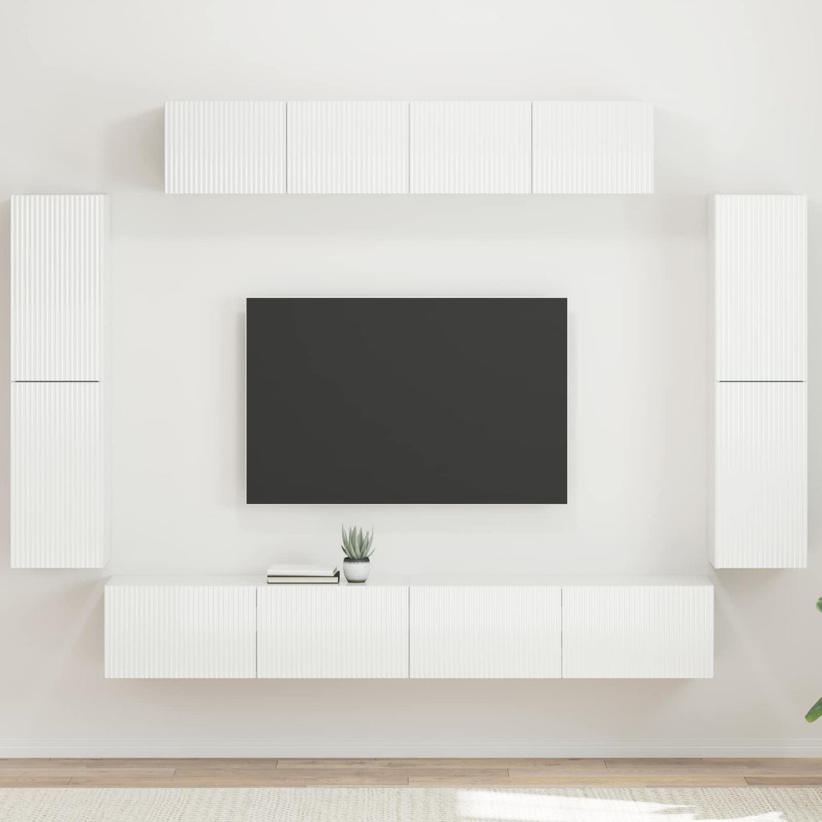 TV szekrény 8 db Magas Fényű Fehér