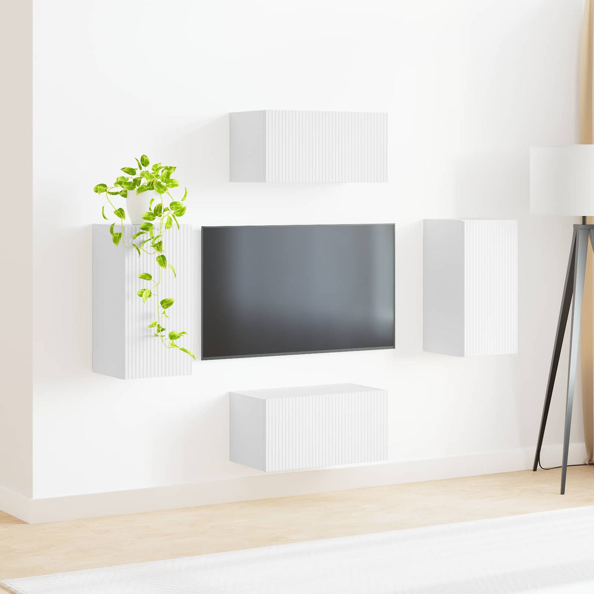 TV szekrény garnitúra 4 db Fehér Szerelt Fa 4