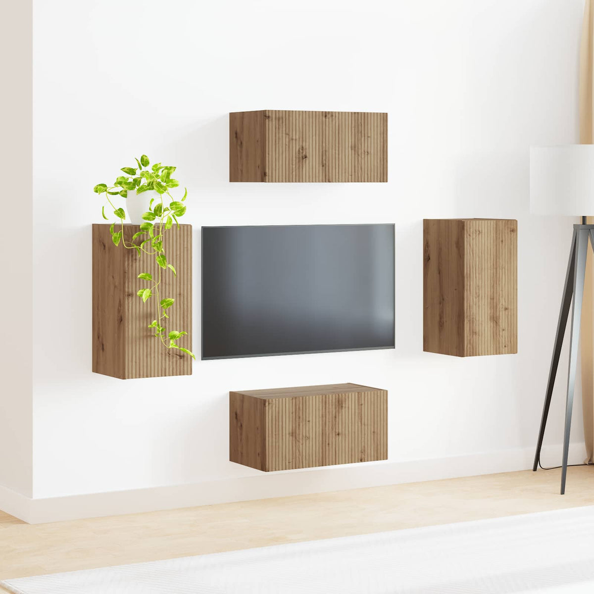 TV szekrény garnitúra 4 db Artisan tölgy Szerelt Fa 4