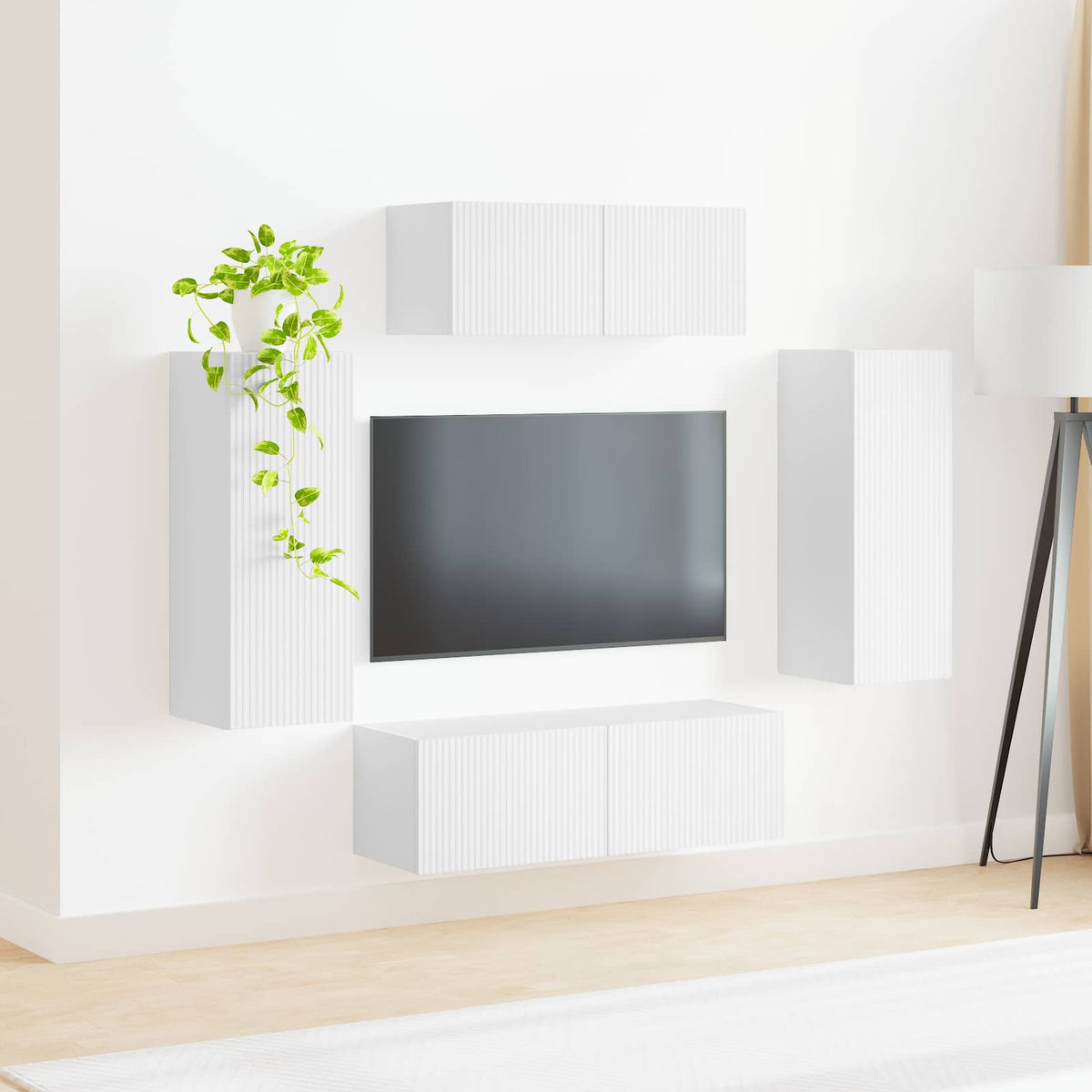 TV szekrény garnitúra 4 db Fehér Szerelt Fa 4