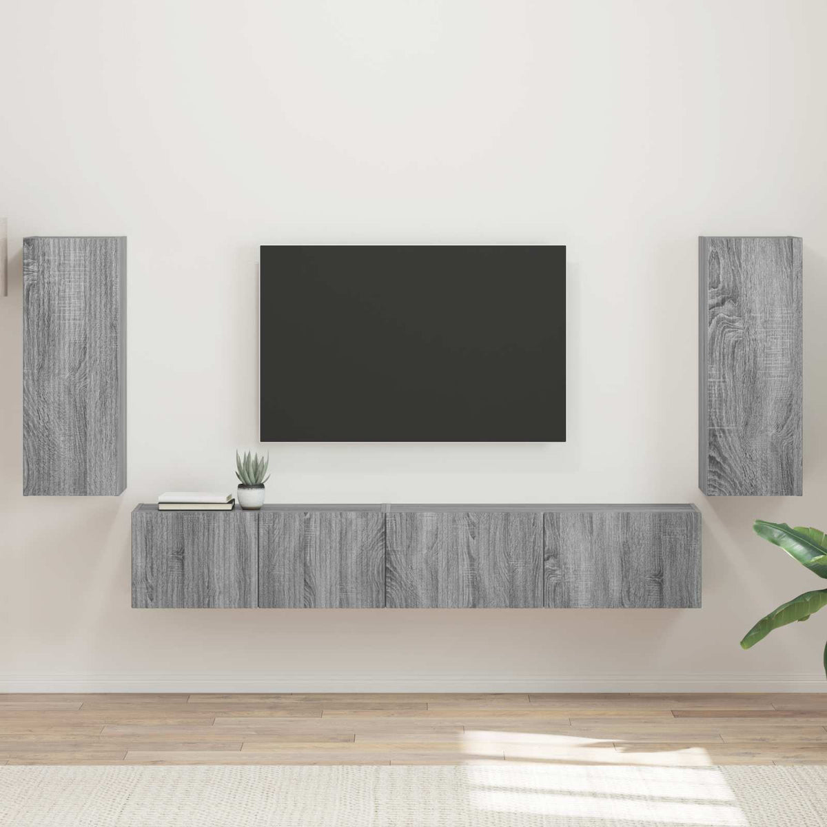 TV szekrény garnitúra 4 db Szürke Sonoma Szerelt Fa