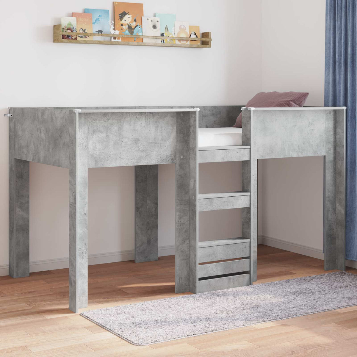 Szükidő ágy Beton Szürke 90 x 200 cm Szerelt fa