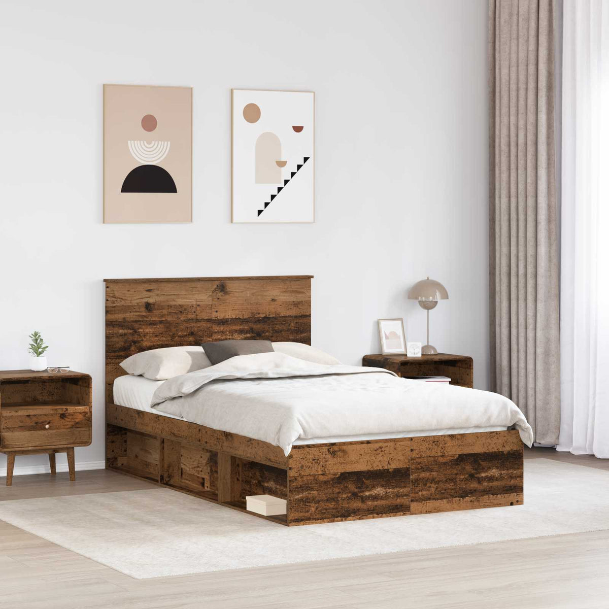 Ágykeret fejtámlával Öreg fa 120 x 200 cm Tömör fenyőfa 3