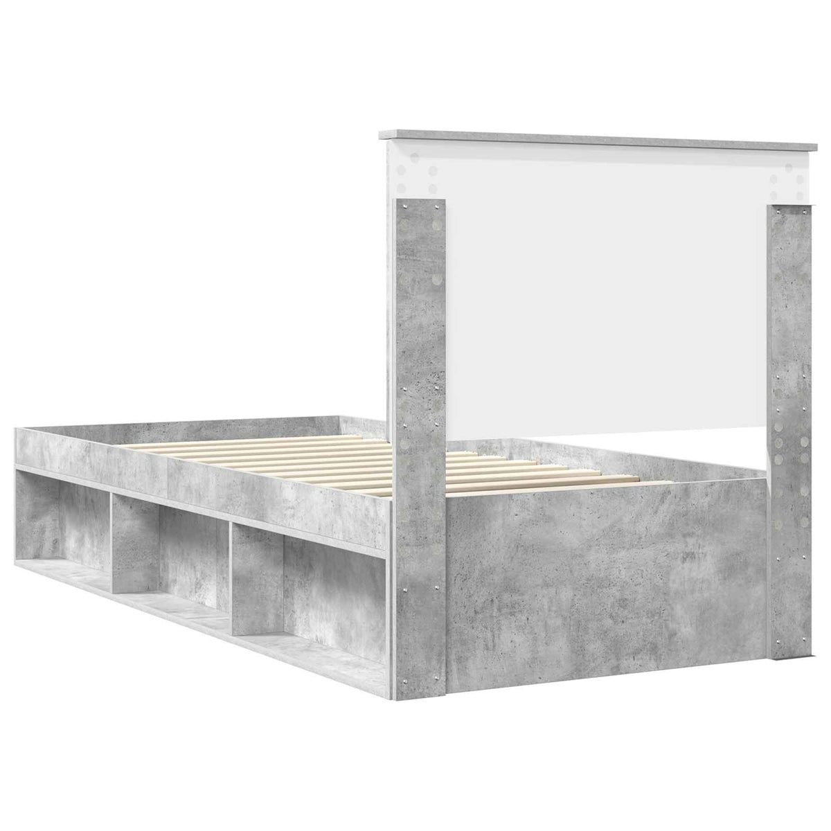 Ágykeret fiókkal Beton Szürke 100 x 200 cm Tömör fenyőfa 9