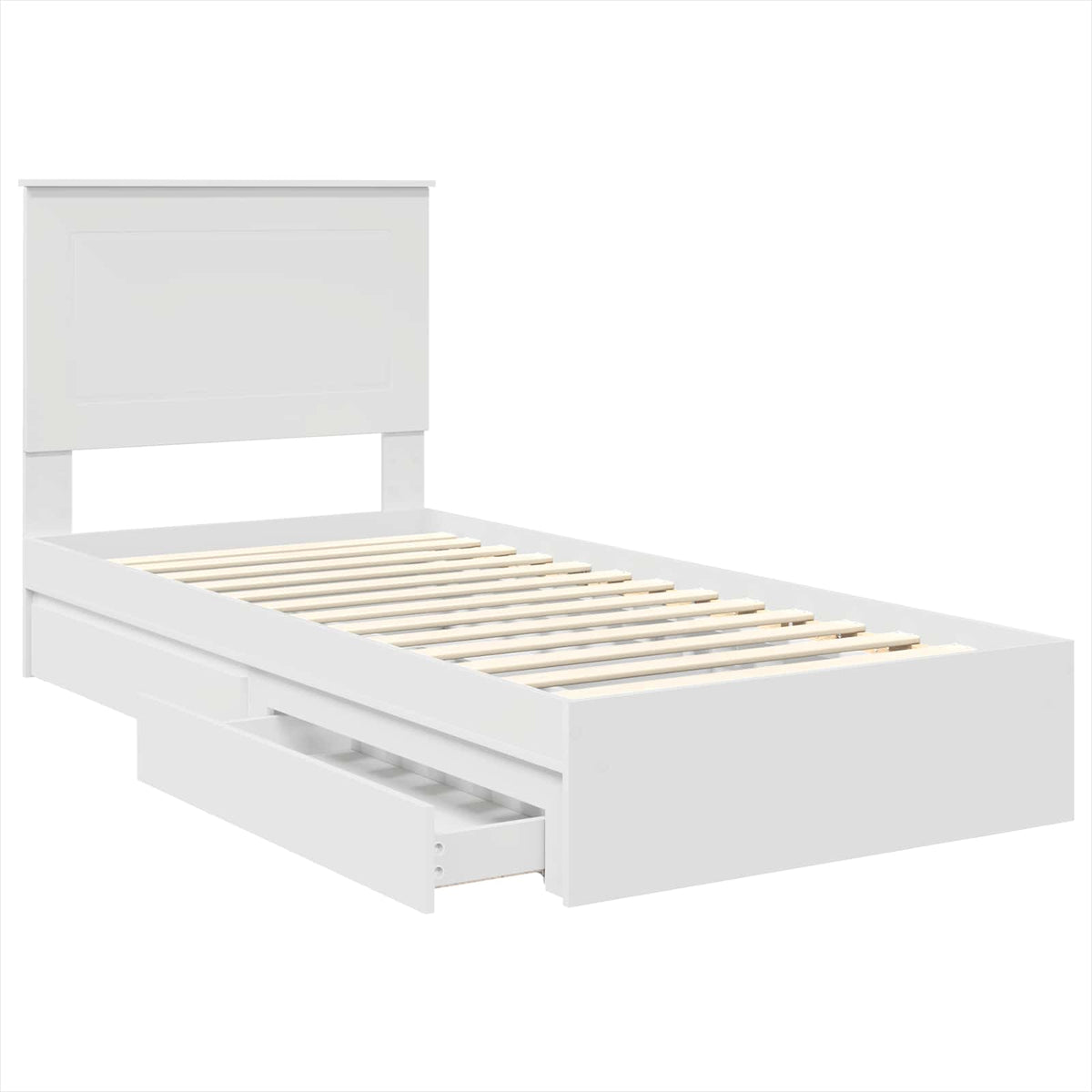 Tárolós Ágy fiókkal fejtámlával Fehér 90 x 200 cm Szerelt Fa 5