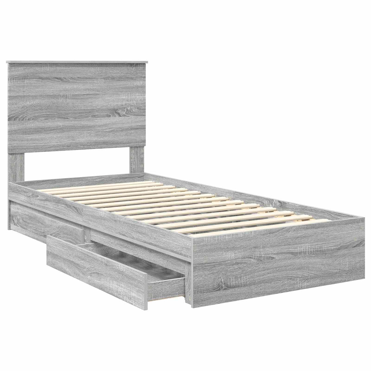 Tárolós Ágy fiókkal Szürke Sonoma 75 x 190 cm Szerelt Fa 5