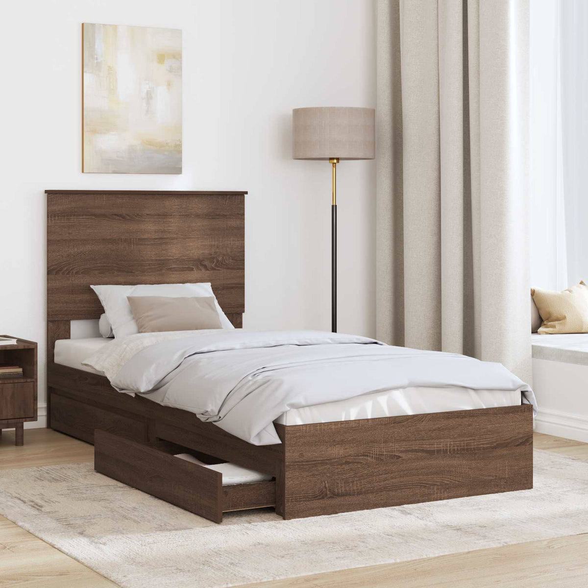 Tárolós Ágy fiókkal Barna Tölgy 75 x 190 cm Szerelt Fa 3