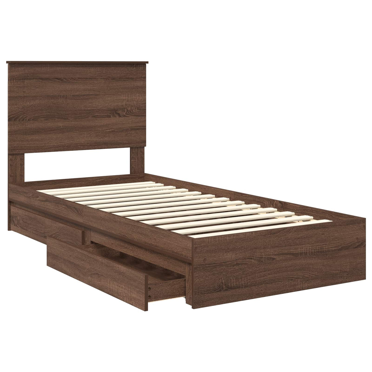 Tárolós Ágy fiókkal Barna Tölgy 75 x 190 cm Szerelt Fa 5