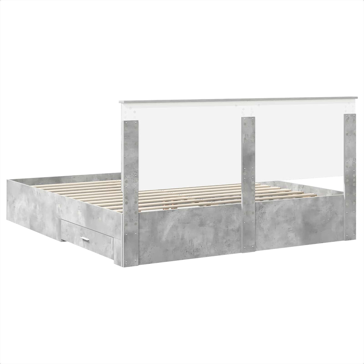 Ágykeret fiókkal tárolóval Beton Szürke 200 x 200 cm Szerelt Fa 10