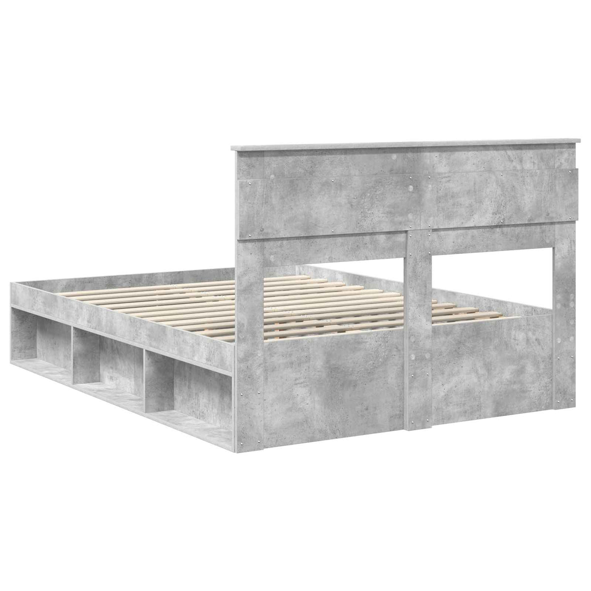 Ágykeret fejtámlával tárolóval Beton 140 x 200 cm Tömör fenyőfa 9