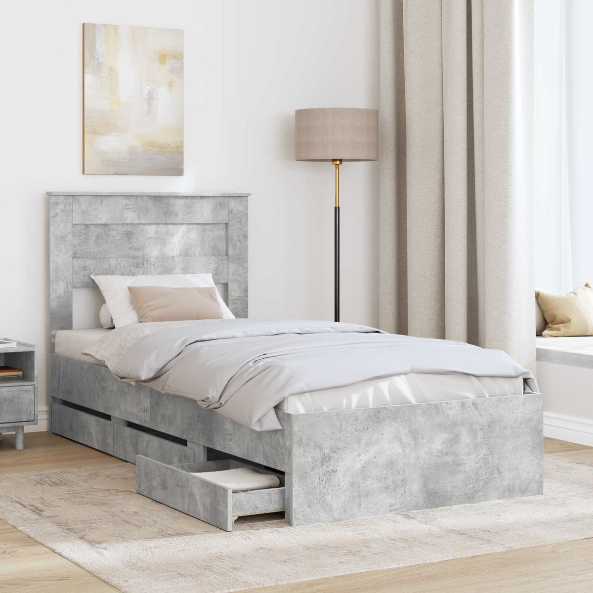 Ágykeret fiókkal tárolóval Beton Szürke 90 x 200 cm Mérnöki Fa 3