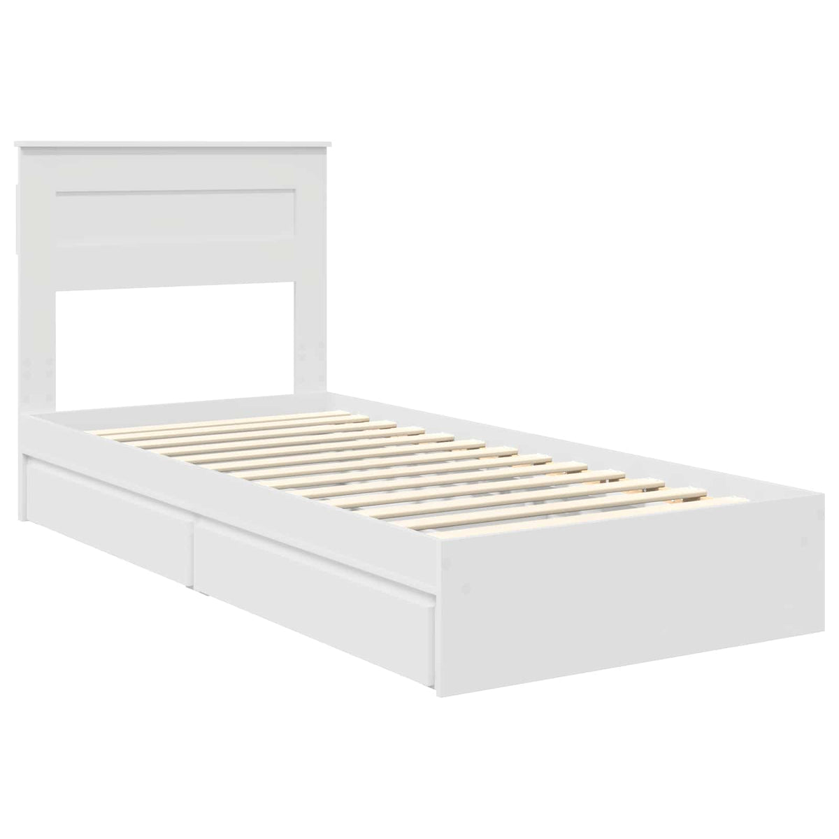 Tárolós Ágy fiókkal fejtámlával Fehér 90 x 190 cm Szerelt Fa 4
