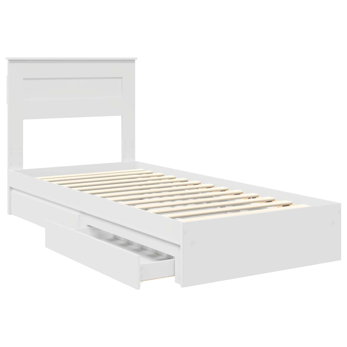 Tárolós Ágy fiókkal fejtámlával Fehér 90 x 190 cm Szerelt Fa 5