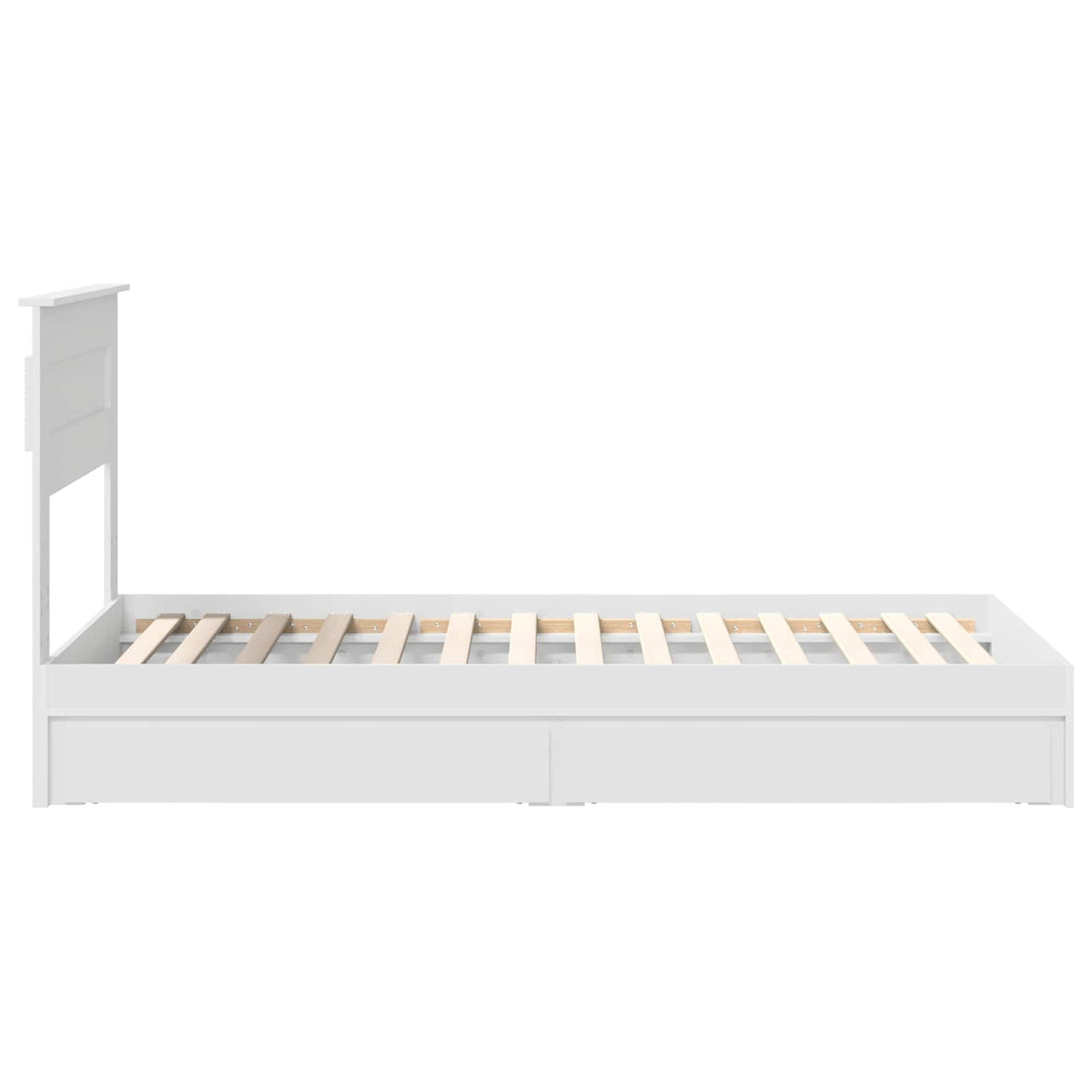 Tárolós Ágy fiókkal fejtámlával Fehér 90 x 190 cm Szerelt Fa 9