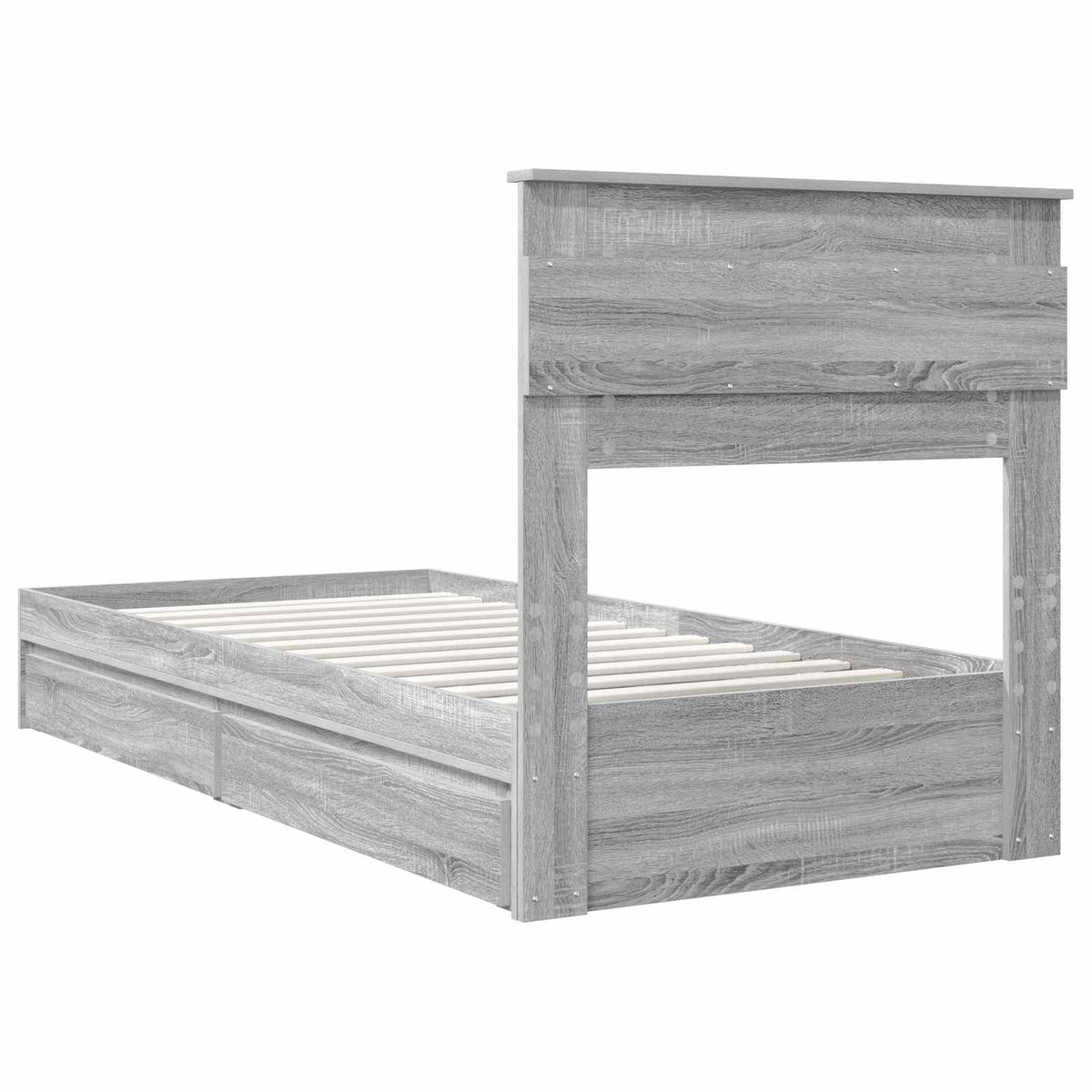Tárolós Ágy fiókkal Szürke Sonoma 90 x 200 cm Szerelt Fa 10