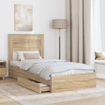 Tárolós Ágy fiókkal Sonoma tölgy 75 x 190 cm Szerelt Fa 3