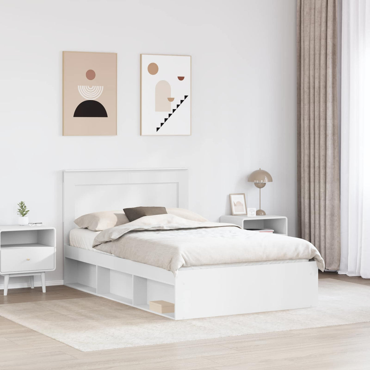 Ágykeret fejtámlával Fehér 120 x 200 cm Tömör fenyőfa 3