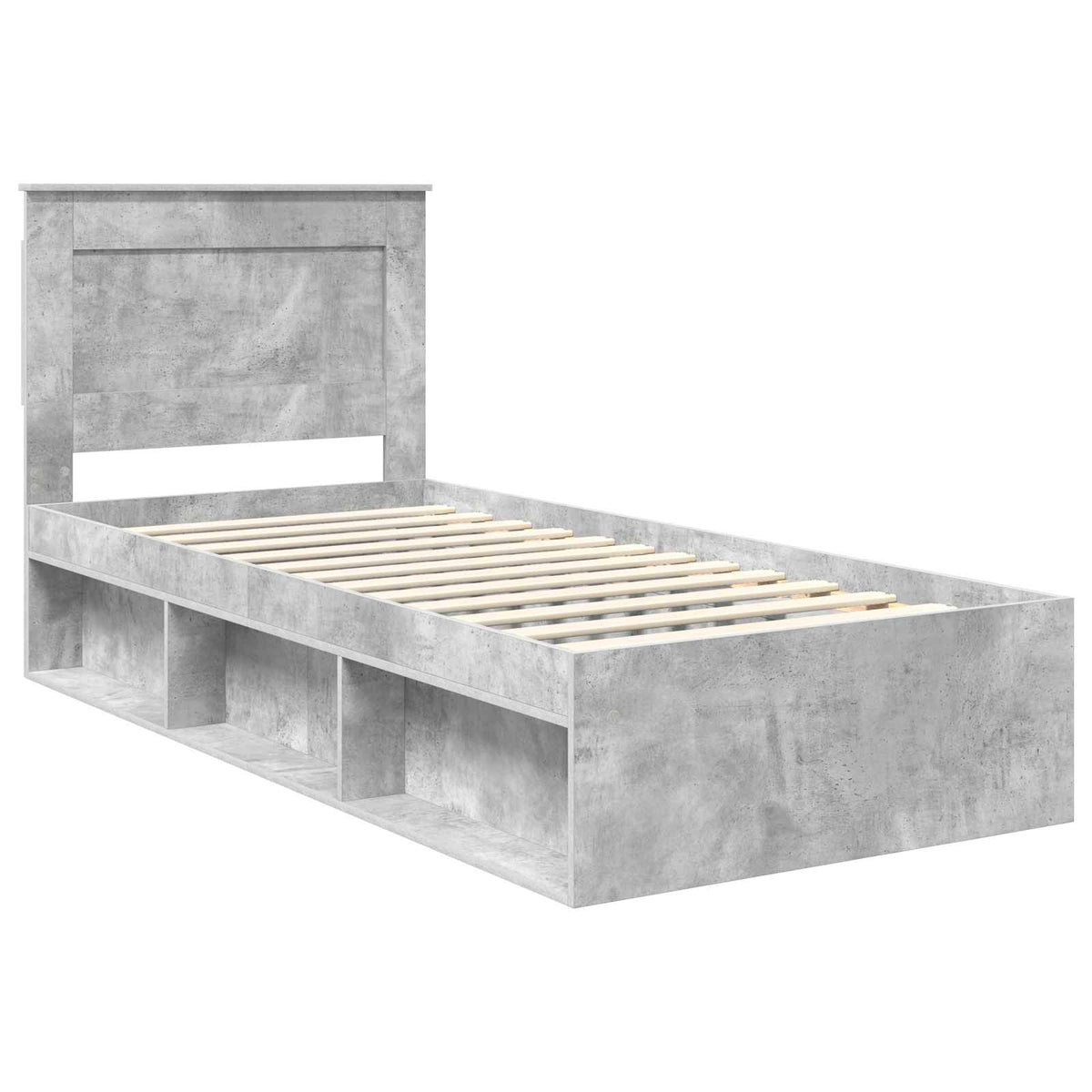 Ágykeret fiókkal Beton Szürke 100 x 200 cm Tömör fenyőfa 4