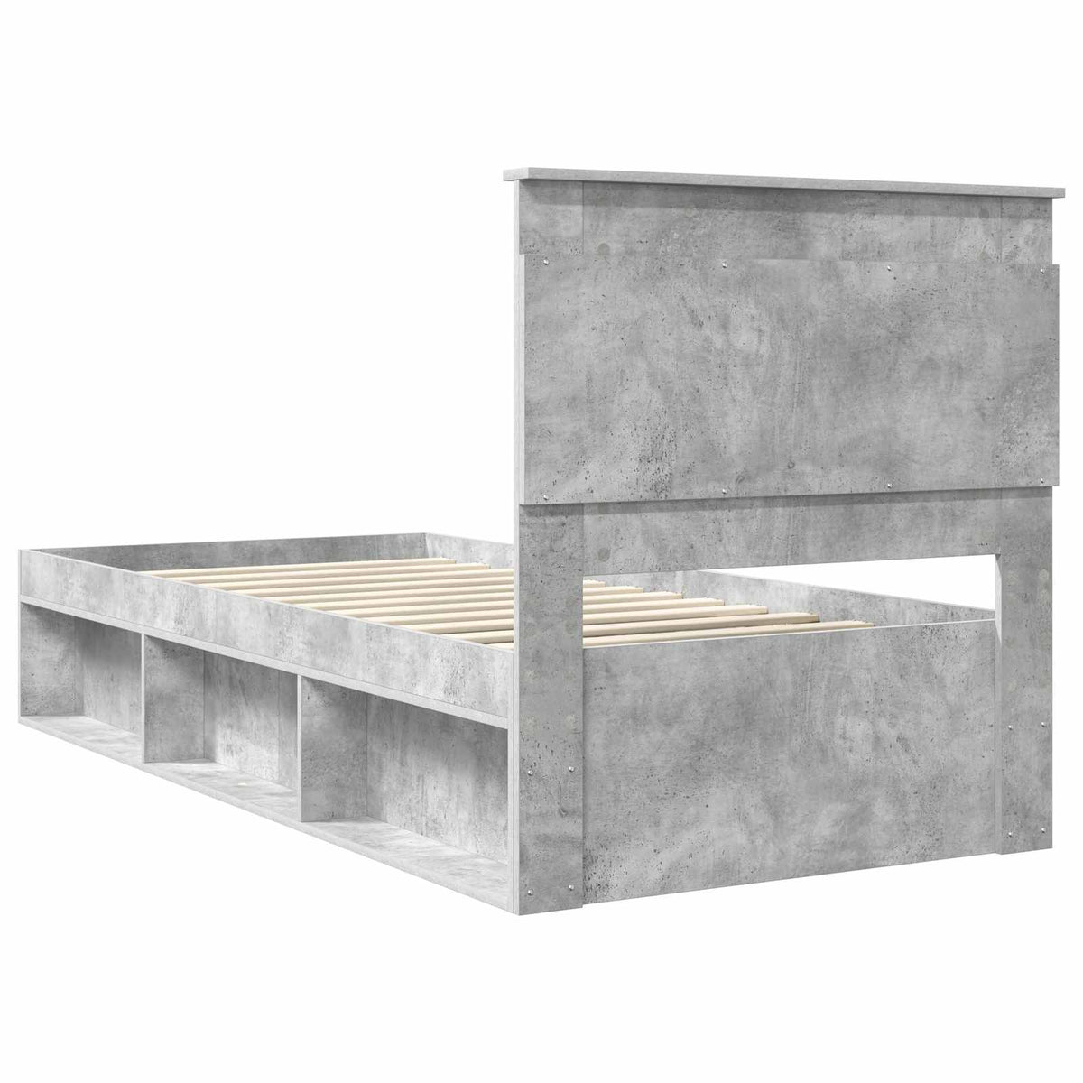 Ágykeret fiókkal Beton Szürke 100 x 200 cm Tömör fenyőfa 9