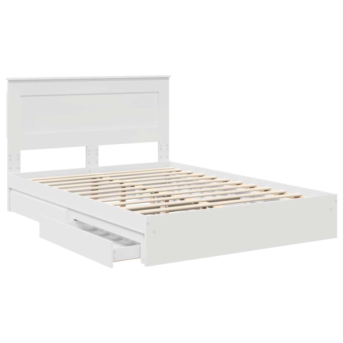 Tárolós Ágy fiókkal fejtámlával Fehér 140 x 190 cm Szerelt Fa 5