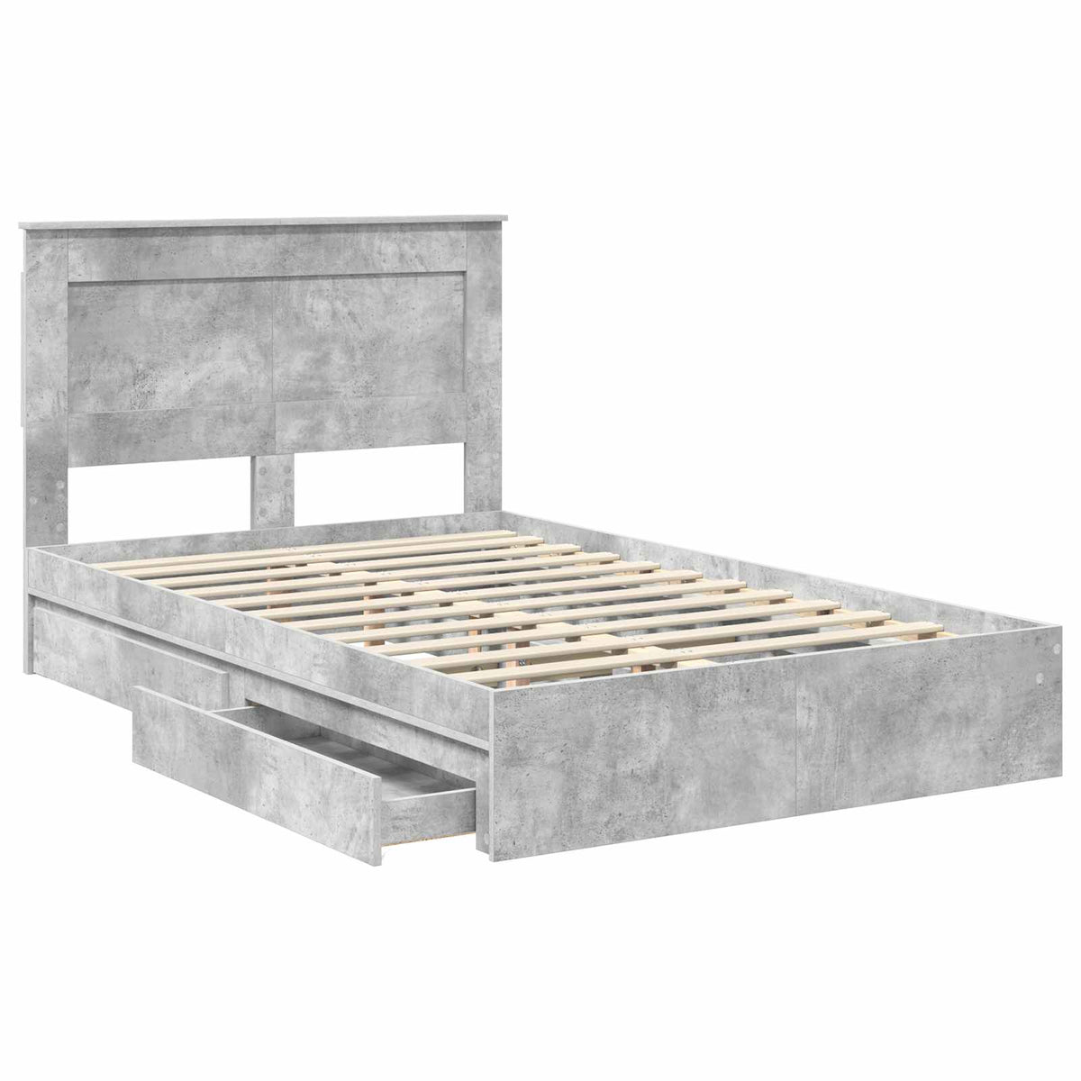 Tárolós Ágy fiókkal Beton Szürke 120 x 200 cm Szerelt Fa 5