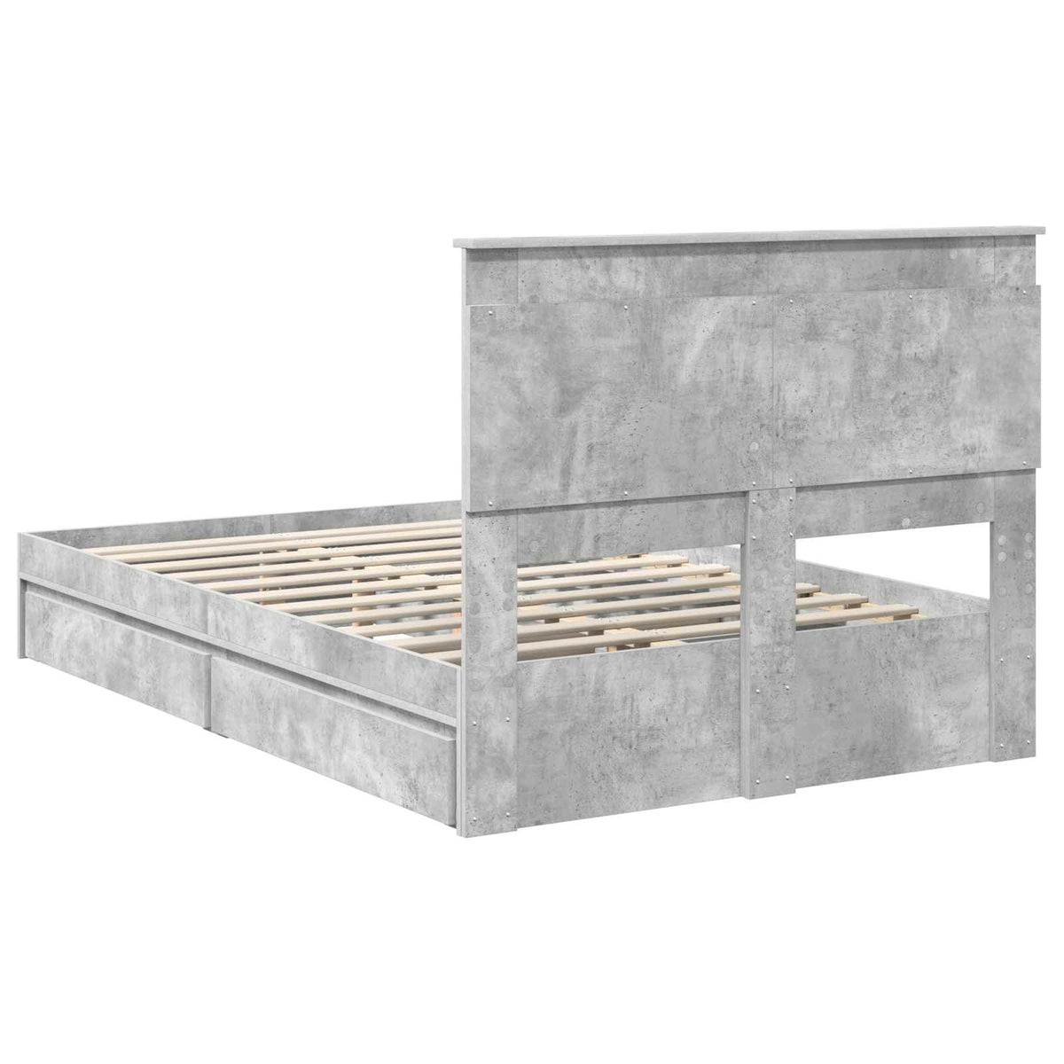 Tárolós Ágy fiókkal Beton Szürke 120 x 200 cm Szerelt Fa 10