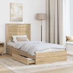 Tárolós Ágy fiókkal Sonoma tölgy 75 x 190 cm Szerelt Fa 3