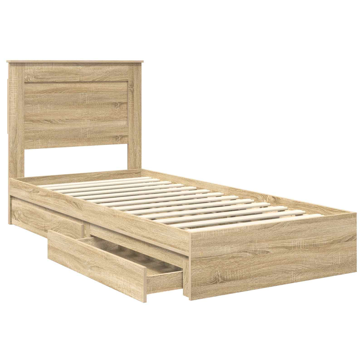 Tárolós Ágy fiókkal Sonoma tölgy 75 x 190 cm Szerelt Fa 5