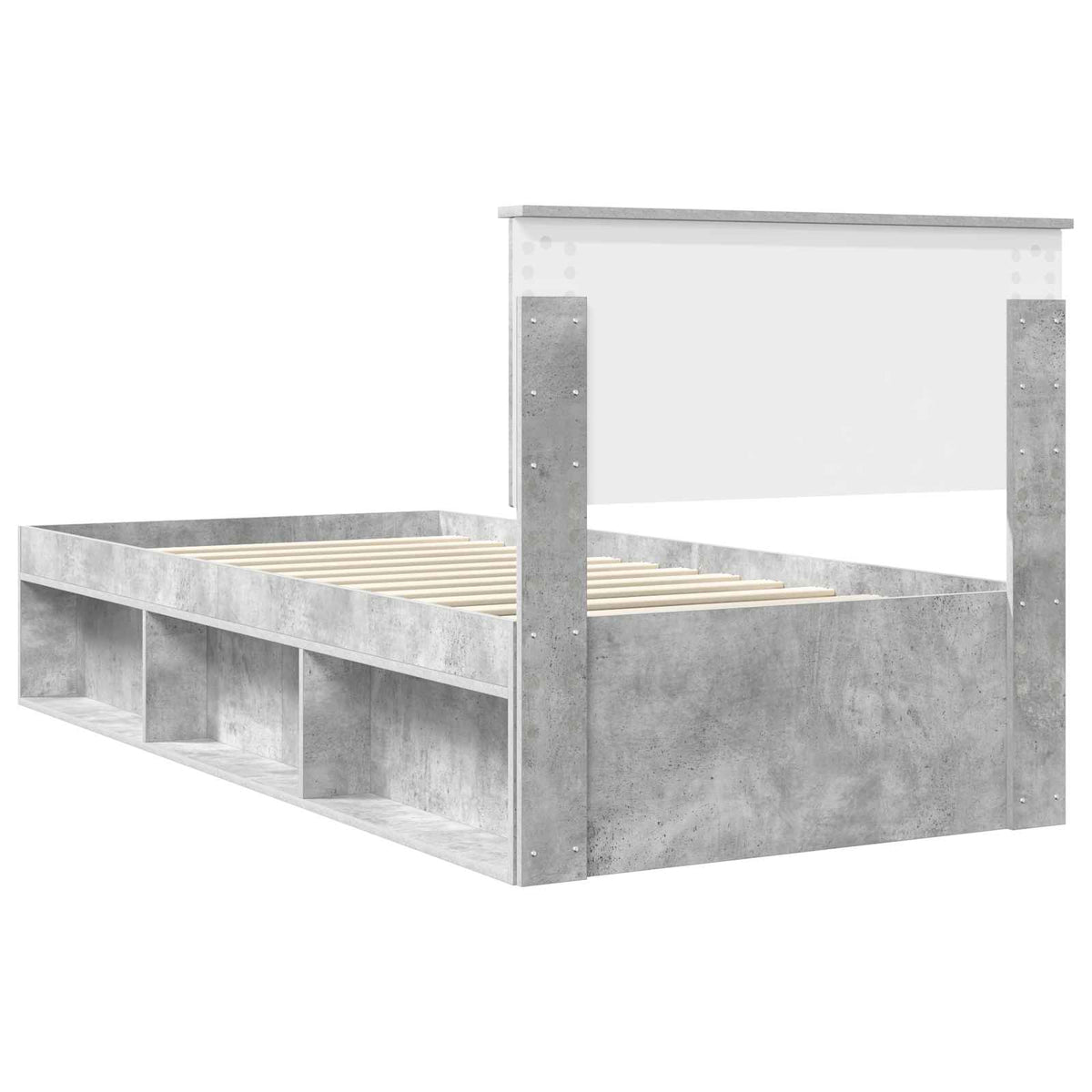 Ágykeret fejtámlával Beton Szürke 90 x 190 cm Tömör fenyőfa 9
