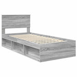 Ágykeret fejtámlával Szürke Sonoma 90 x 190 cm Tömör fenyőfa 4