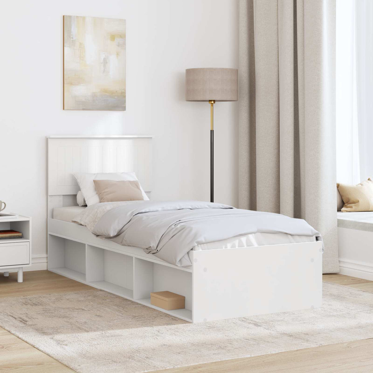 Ágykeret fejtámlával Fehér 75 x 190 cm Tömör fenyőfa 3