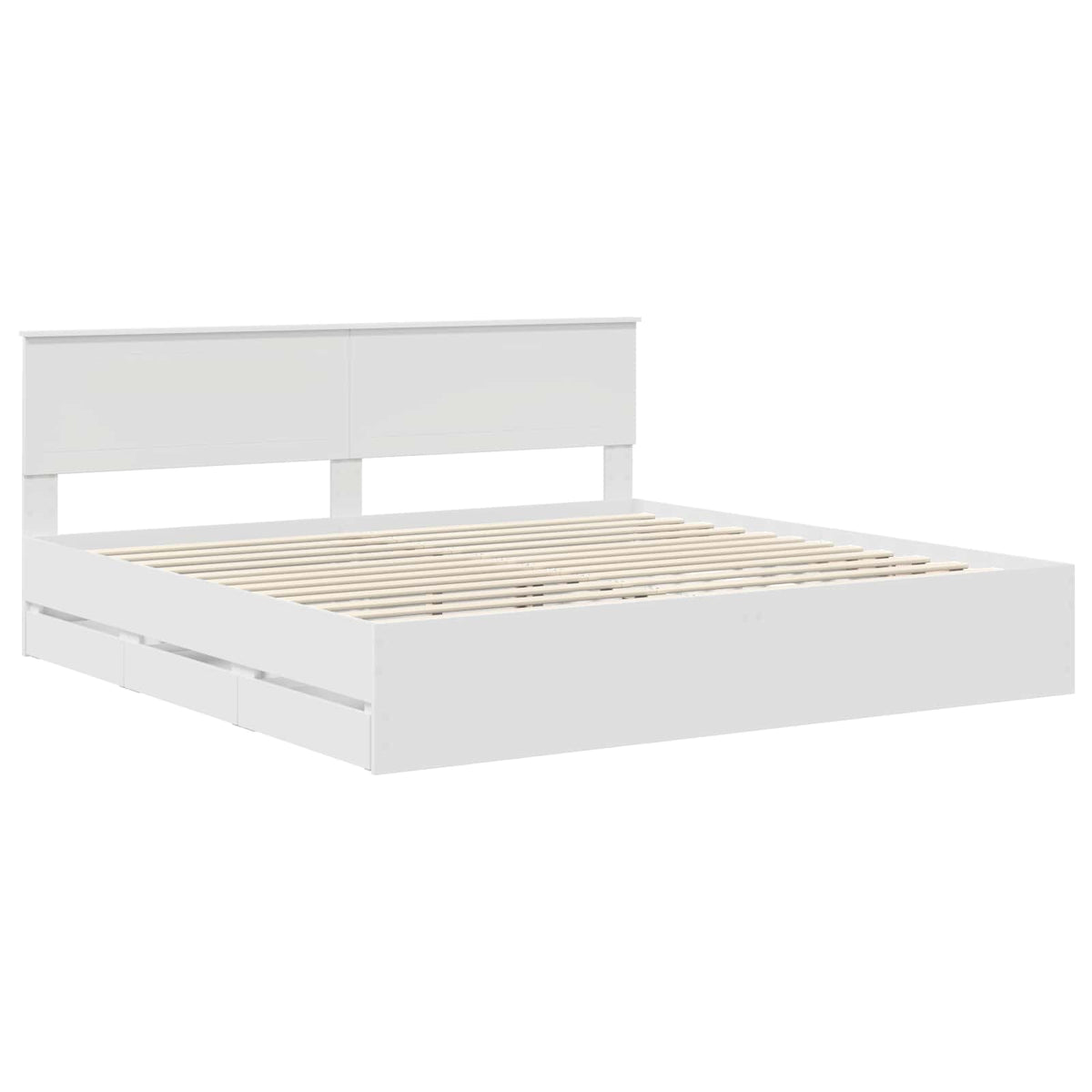 Ágykeret fiókkal fejtámlával Fehér 200 x 200 cm Mérnöki Fa 4